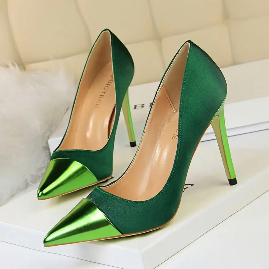 

New arrival 2021 big tree women banquet stiletto heel shoes ladies fashion wedding pumps shoes, Shown