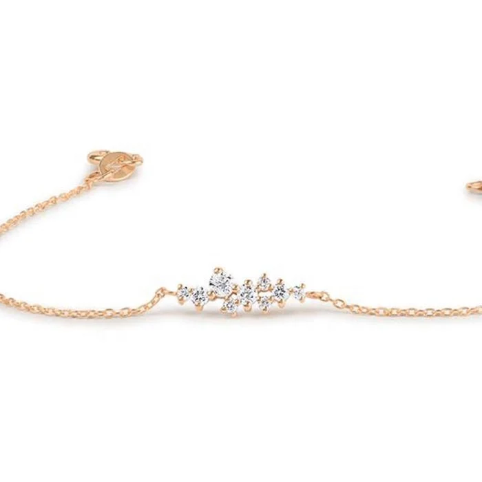 

Dainty Custom 925 Sterling Silver flower charm bracelet, 14k gold