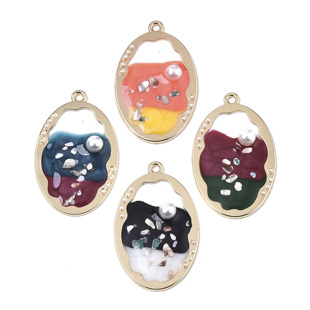 

PandaHall Oval Light Gold Plated Alloy Epoxy Resin Pendants