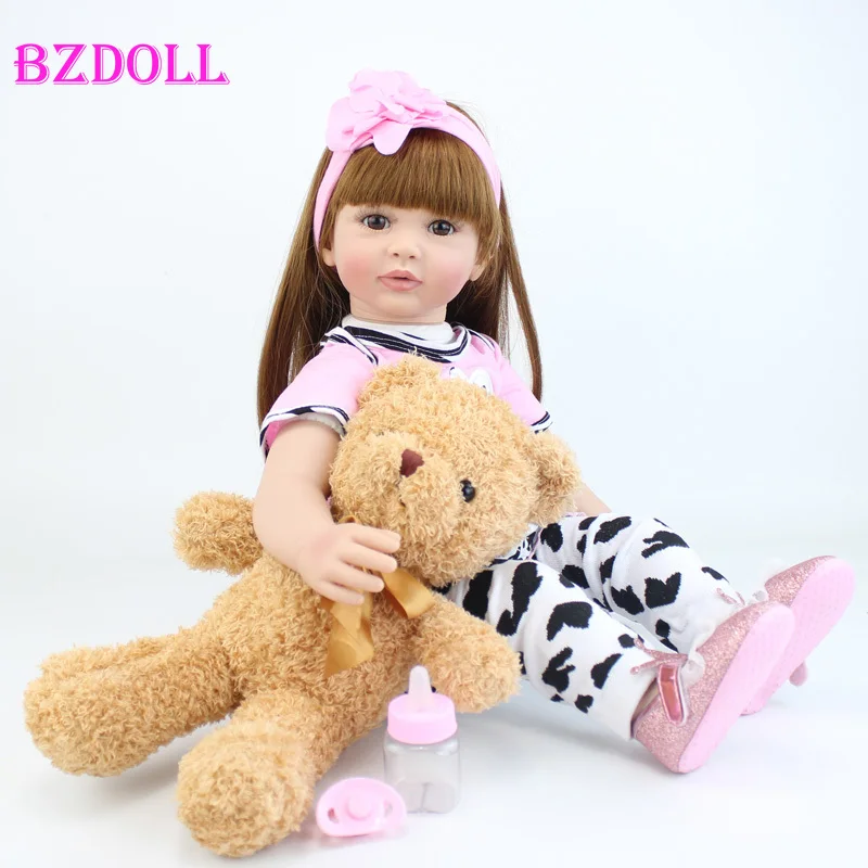 

Silicone Vinyl Limbs 60cm Reborn Toddler Doll 24" Girl Princess Alive Baby Toy Cloth Body Like Real Birthday Gift Brinquedos