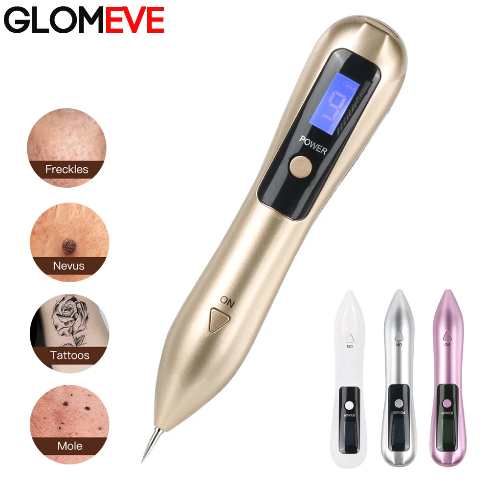 

LCD Plasma Pen LED Lighting Mole Nevus Removal Laser Pen Face Care Skin Tag Freckle Wart Dark Spot Remover Laser Pen, White+gold+silver+pink