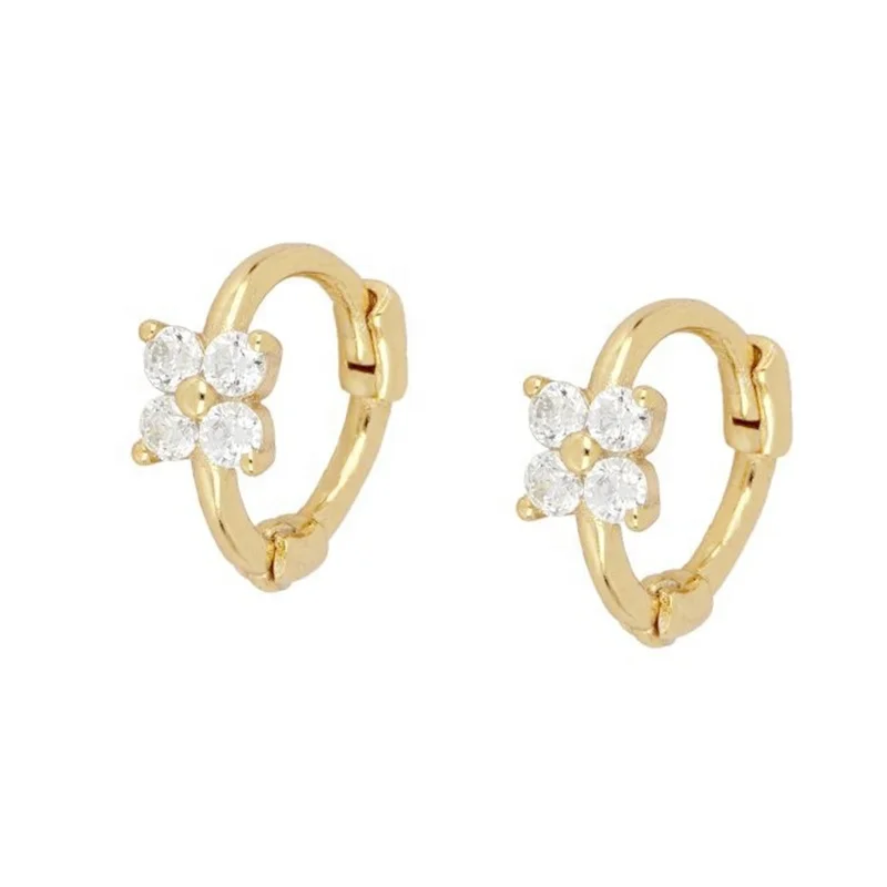 

Milskye wedding jewelry sets 925 sterling silver 18k gold plated flower zircon hoop earring for wedding