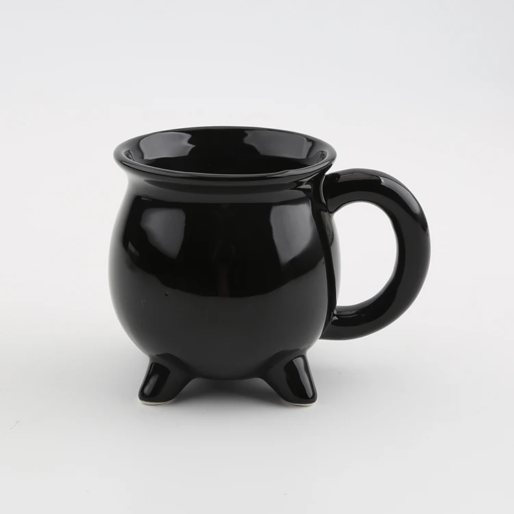 

Amazon hot selling Witches brew mug black ceramic coffee set customize logo ceramic Cauldron Mug, Natural