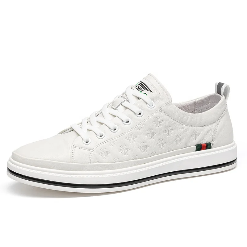 

Summer new first layer cowhide European and American trend men's sneakers casual all-match white shoes