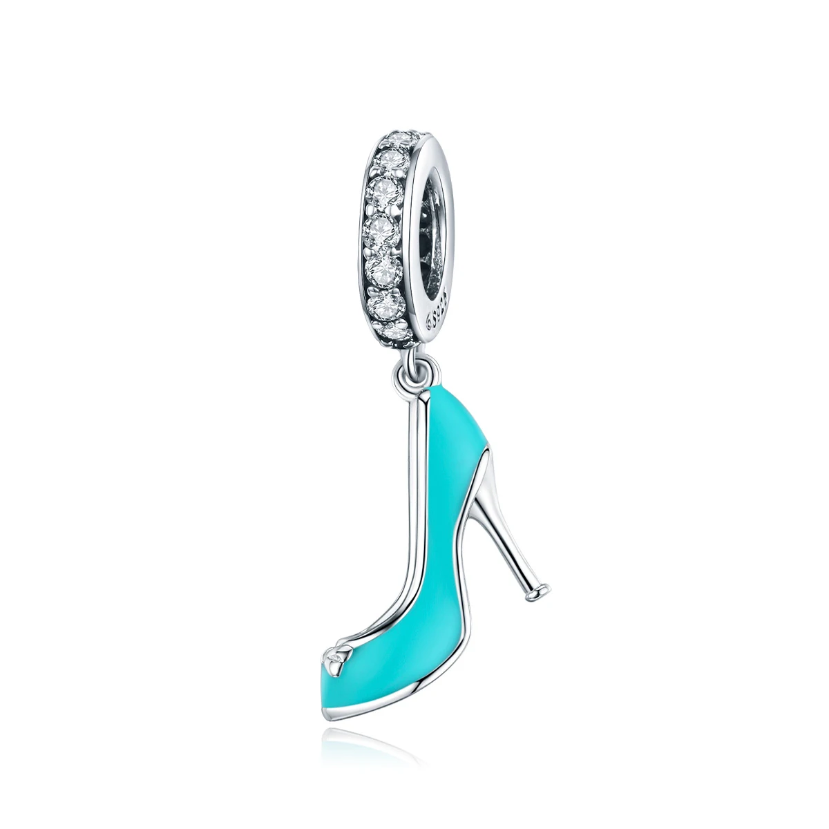 

BAMOER 925 Sterling Silver Enamel Blue High heels Pendant Charm fit Original Snake Bracelet or Necklace Fine Jewelry BSC233