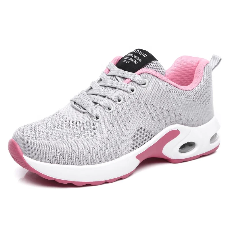 

Fashion Plus Size 1 Cushion Sports Running Flat Soft Bottom Sneakers Mesh Breathable Shoes Trainers for Women, Black