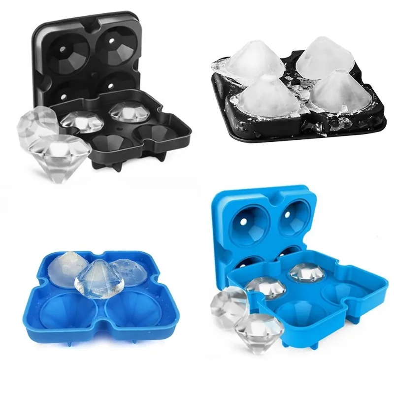 

Ice Ball Maker Silicone Ice Molds Maker Ice Cube Tray 4 Large Kitchen Bar Accessories Cocktail Whiskey Diamond Shape, Pink, green, blue