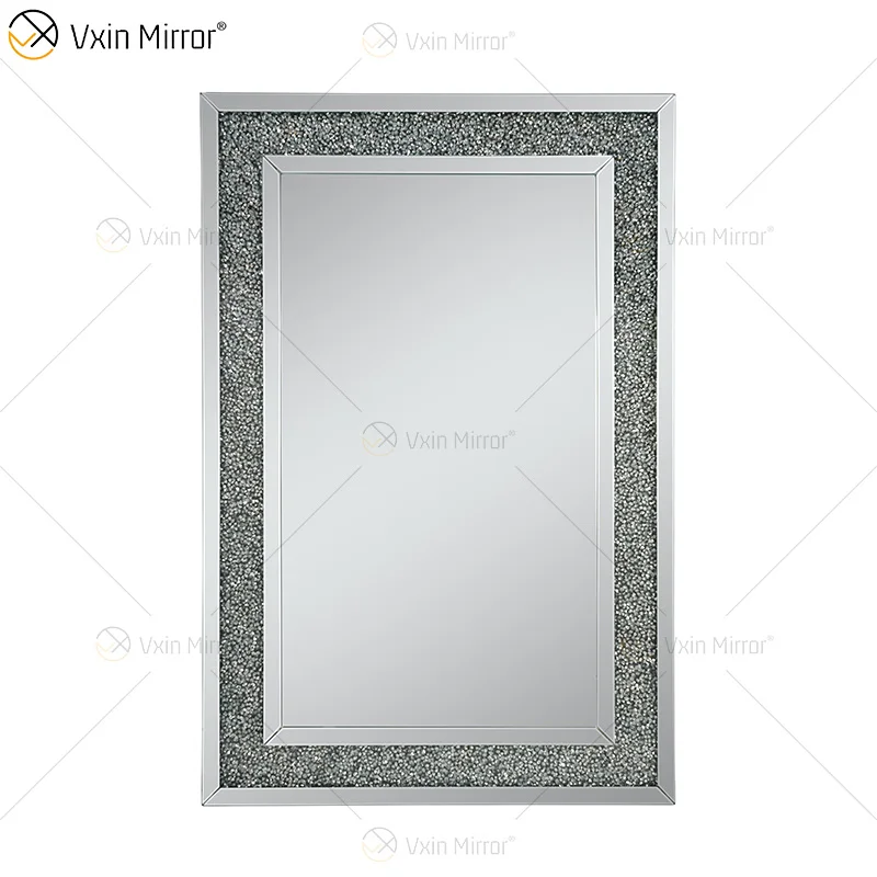 Gold factory supply design decorate 3 colors Crushed Diamond Wall Hanging Mirror