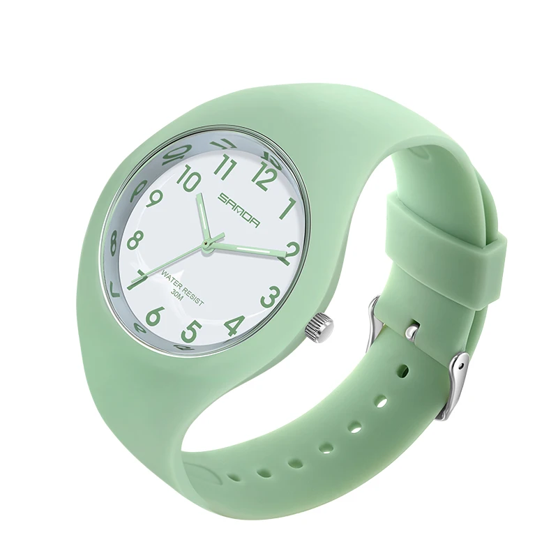 

SANDA Women Quartz Wristwatches Ladies Watch Fashion Matcha Green Cherry Blossom Pink Waterproof Swimming Luminous Hands