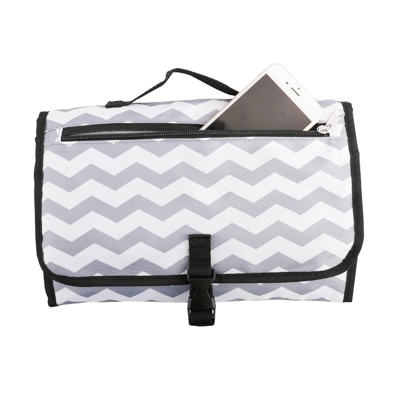 

Hot sale baby portable folding waterproof travel baby diaper bag changing pad, Black and white stripes