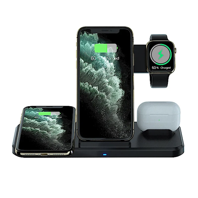 

Amazon Hot Selling 15w Fast Charging Universal Stand Cargador For Iphone Watch Airbuds Phone 3 in 1 Wireless Charger Pad