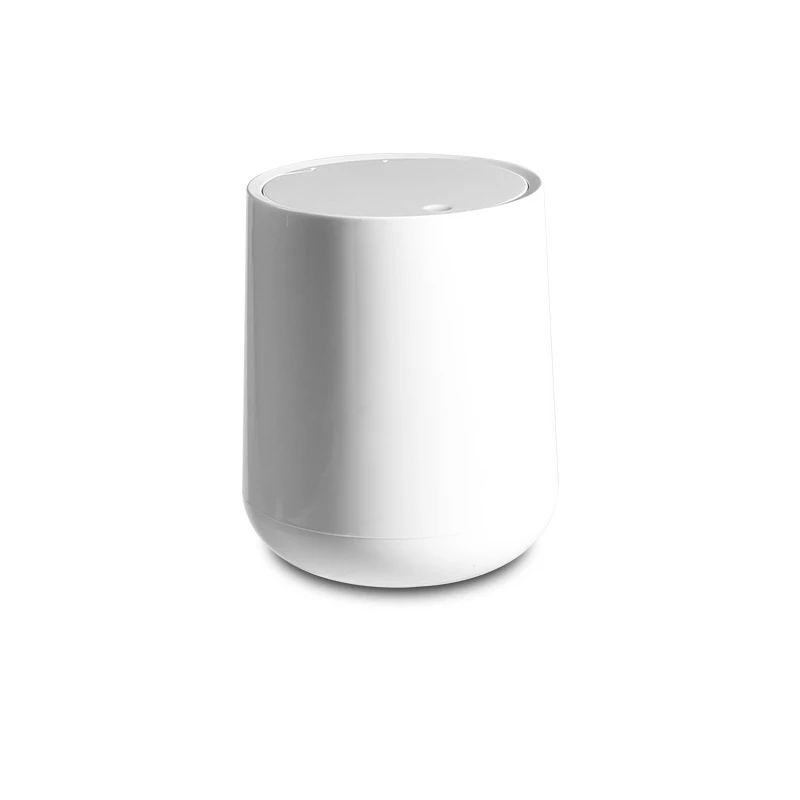 
Mini Cute Trash Can with Lid, Home Desktop Table Waste Bin Bathroom Small Garbage Basket white grey 