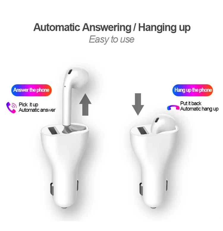 2 in 1 True TWS Car charger earphone blue tooth headset Wireless Single Side in ear Earbud usb car charger headset earphone - ANKUX.COM