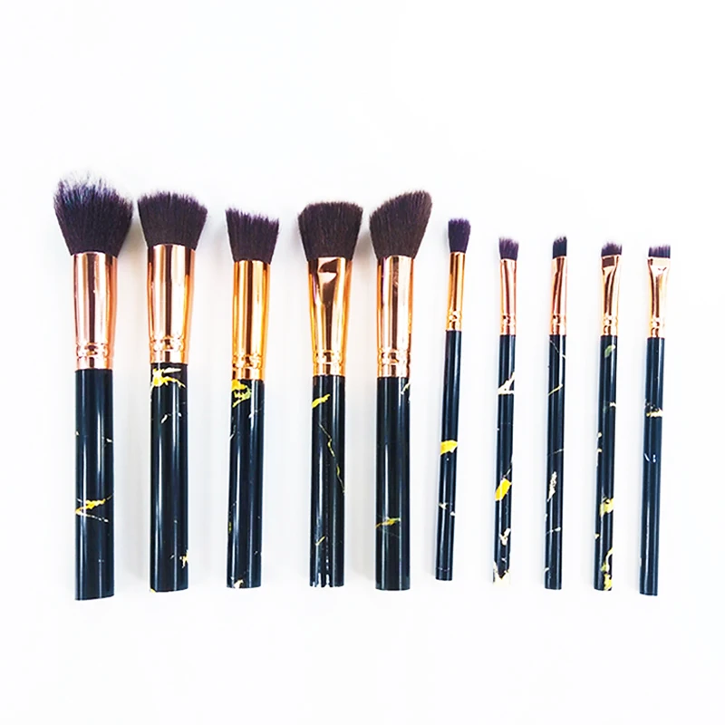

Dropshipping Unbrand Kabuki Cosmetic Brush 10 pieces Marbled Make up Brushes