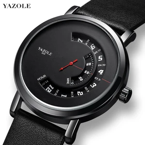 YAZOLE D 509 Tik Tok Trend Men's Watch Black Leather Quartz Leisure Men Wristwatches Instagram Reloj Custom Logo 2