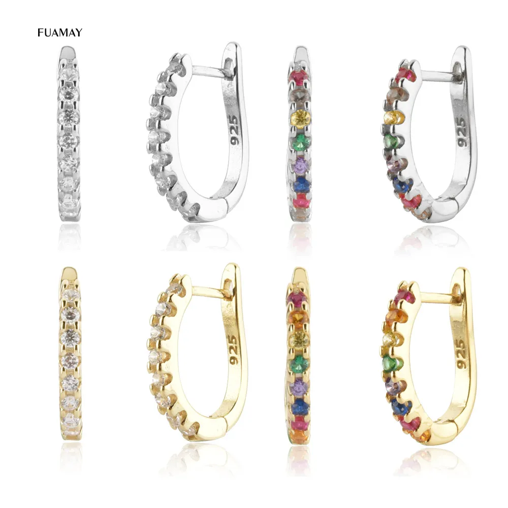 

FUAMAY Minimalist Rainbow Hoop Huggie Earrings Small Dainty Circle Huggie Earrings For Summer Vacation