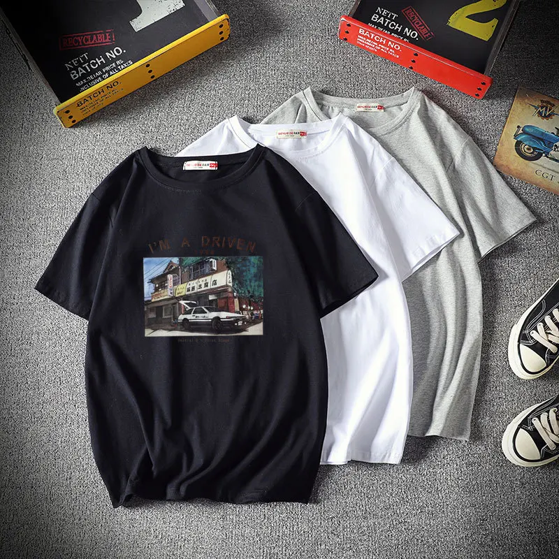 

Cotton short sleeve T shirt men popular logo trend half sleeve T-shirt loose spirit guy round collar summer simple Japanese