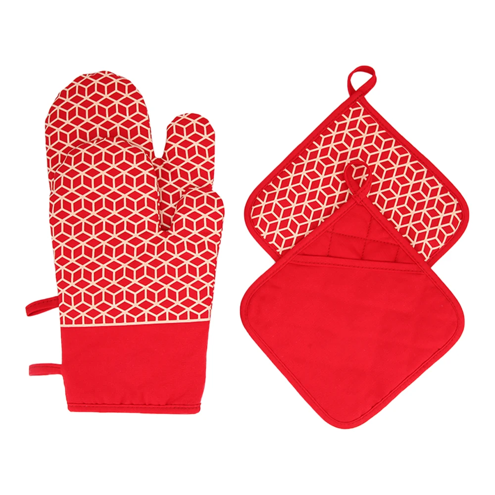 

Christmas Red Cotton Epoxy Silicone Striped Pot Holders Gloves Heat Resistant Oven Mitts, Red. green. blue. orange.blank