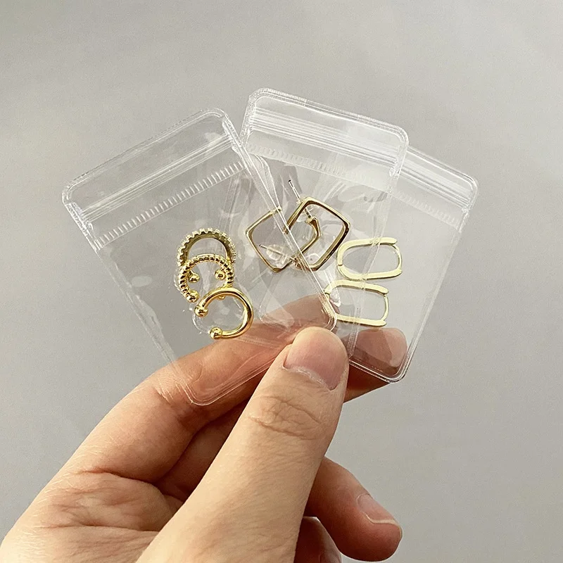 

100pcs CustomThickened Soft Plastic Bag Transparent PVC Zipper lock Jewelry Anti-Discoloration Bag Clear jewelry packaging