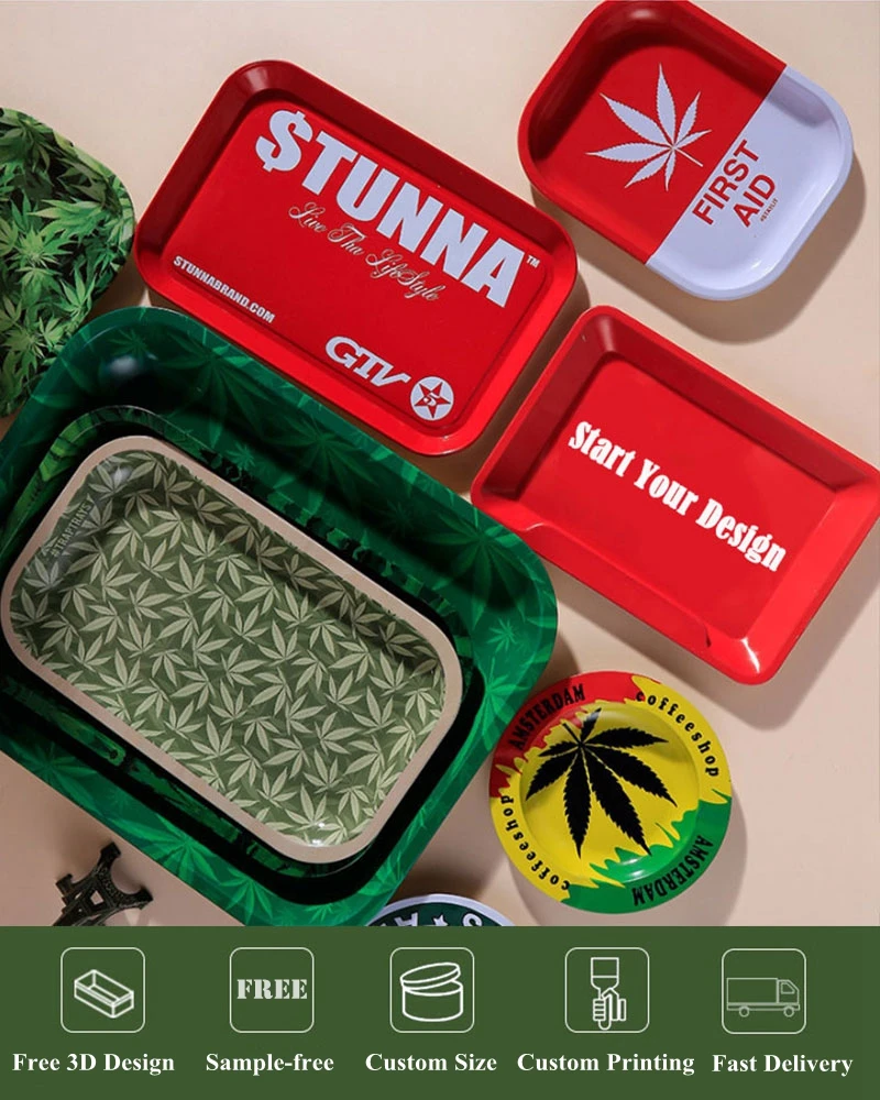 Small Moq Custom Raw Cookie Runtz Backwoods Weed Led Glow Rolling Tray Kinder Weed Smoke Light