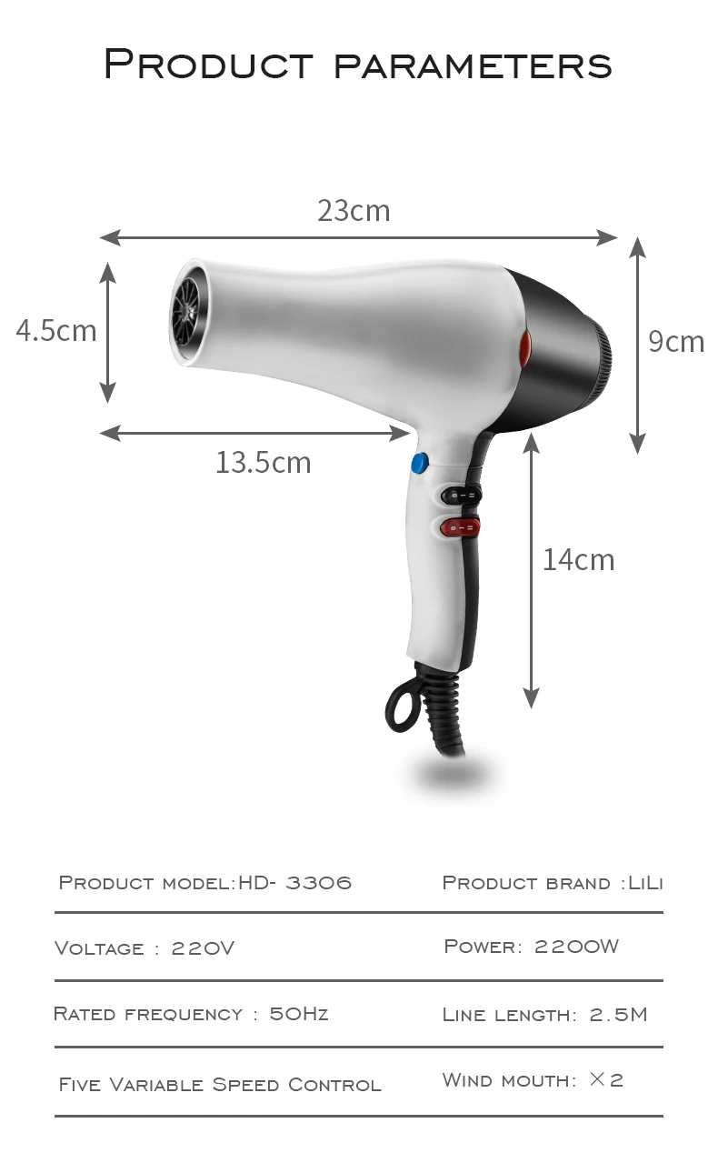 2400w Highpower Powerful Lon Hair Dryer Professional Salon Hair Dryer