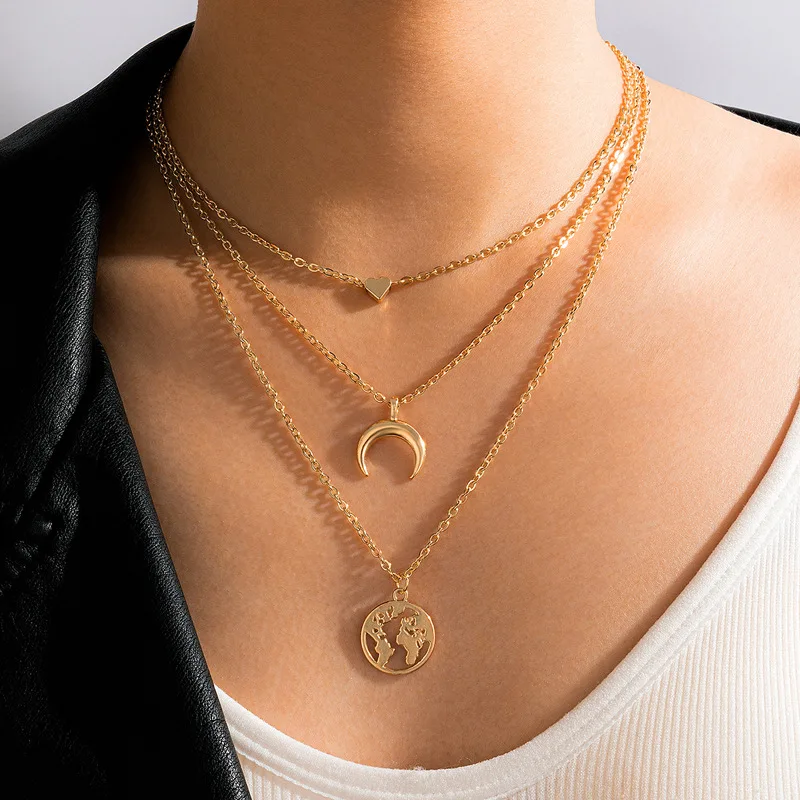 

Fashion gold world map necklace For Women wholesale N2201022