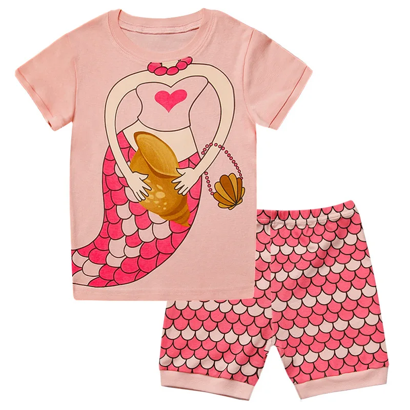 

Lovely Cartoon Printing Casual Cotton Pink Pajamas For Toddler Kids Girl Short Sets Shorts Sleeve Pajama Set Kids
