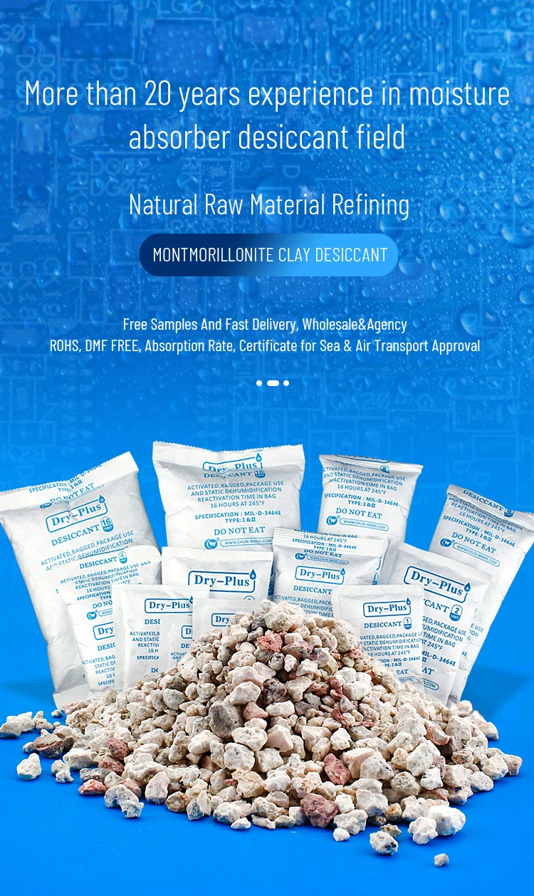 Mild3464e Activated Montmorillonite Clay Desiccant Bags 10g To 1000g
