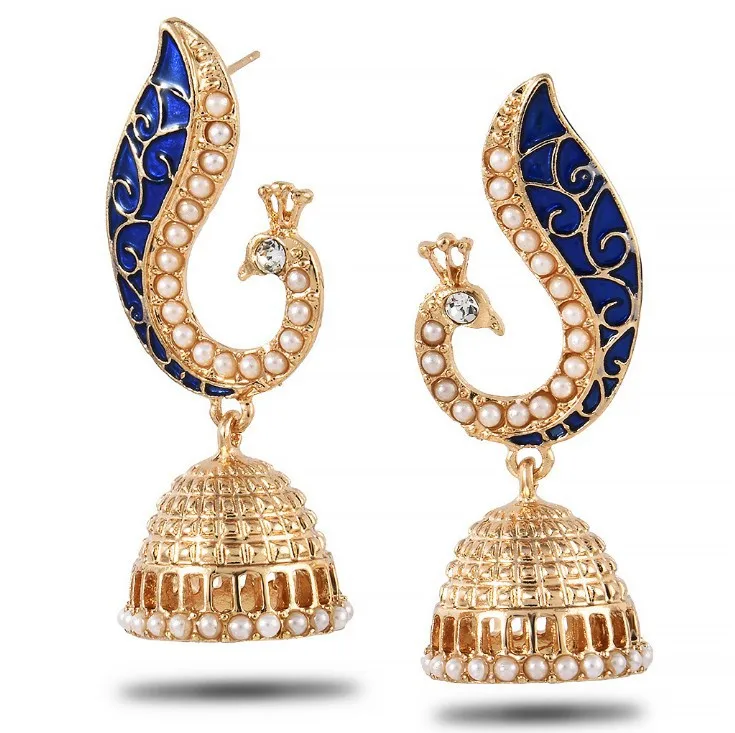 

Vintage Ethnic Style Peacock Jhumka Jhumki Drop Earrings Gypsy Jewelry