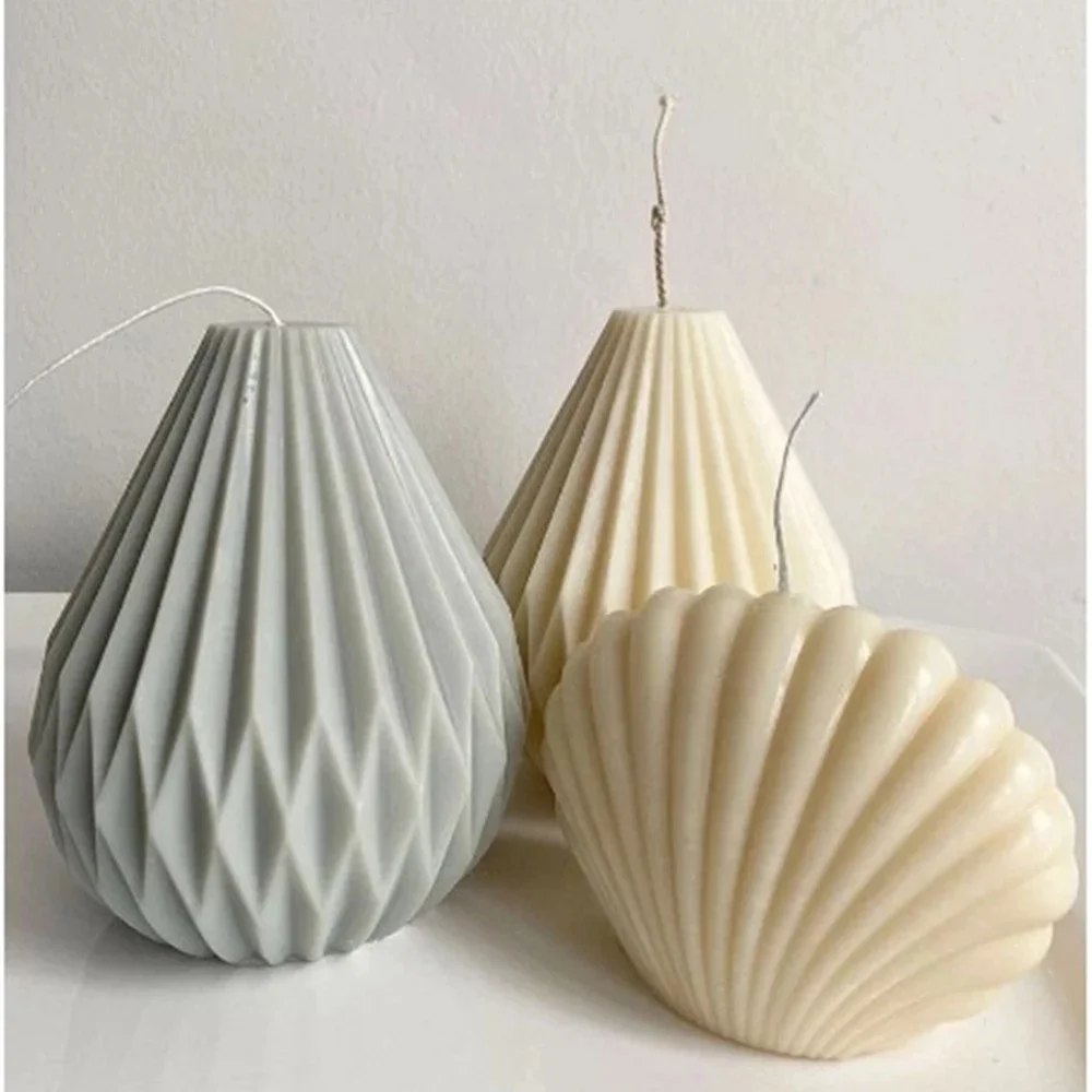 

Geometric line pear shaped candle mold striped tapered silicone mold diy candle mold For Resin DIY Aroma Plaster Craft Mould, White