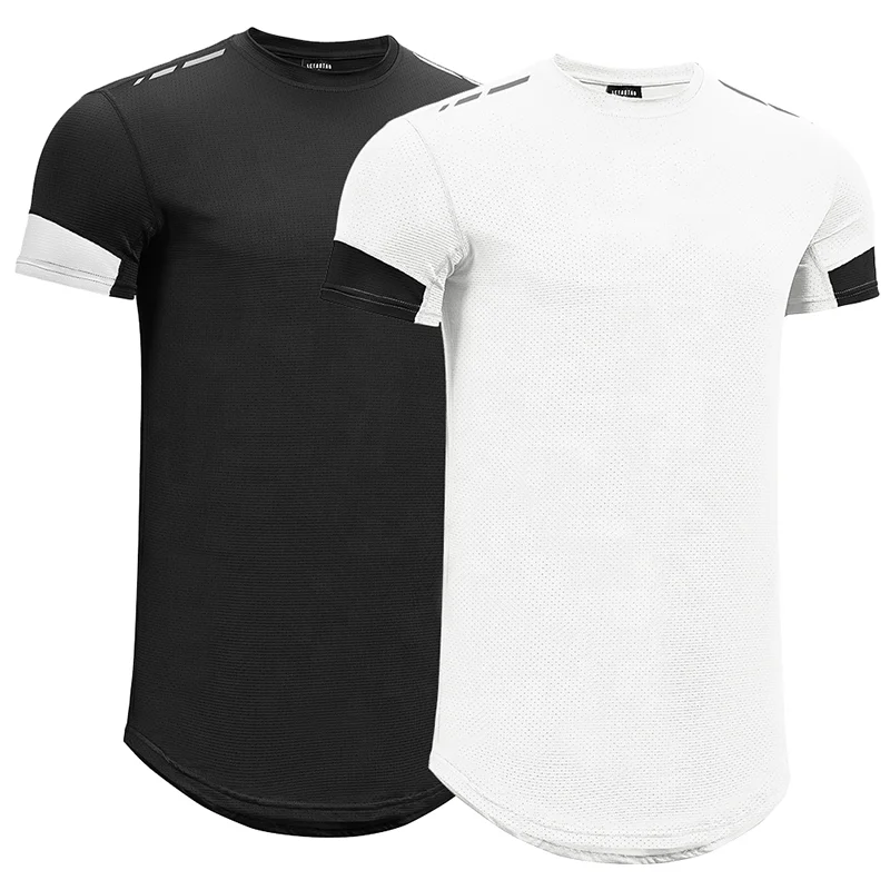 

Latest design woven crew neck active wear t-shirt workout reflective logo men's t-shirts