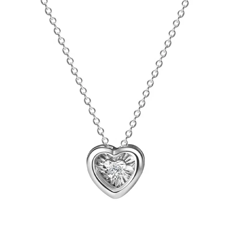 

Fashion Romantic Sterling Silver Love Moissanite Lover Sweetheart Diamond Heart Shaped Necklace 925 Beloved 2021 Jewelry SUNRAIN, As the picture show