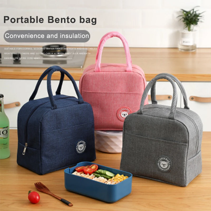 

Hot sale portable custom print logo insulated easy to clean canvas strab and handle brown lunch bag, Colorful