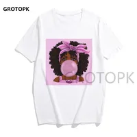

Wholesale Melanin Print T-shirts for Women White T-shirt Poppin Women's Summer Clothing Kawaii Harajuku Top Streetwear