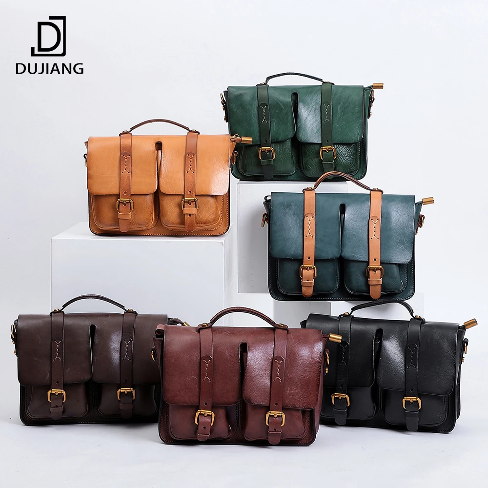 

DUJIANG Vintage Purses Elegant Female Cow Leather Handbag Cellphone Crossbody Bag Messenger Shoulder Bag For Girls Womens, Black, brown, coffee, red brown, green, blue