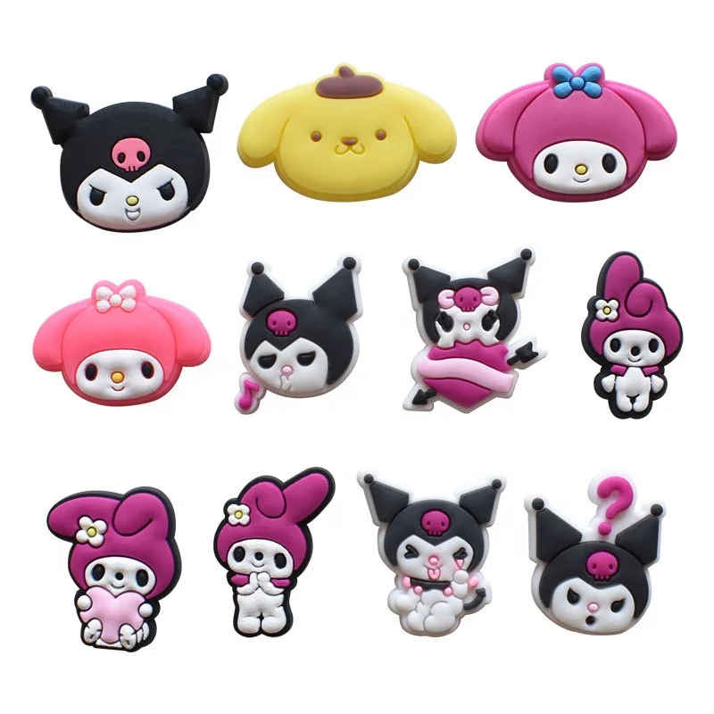 

cute cartoon Wholesale kuromi PVC clock charms Custom designer sandals charms and bracelet charms for kids