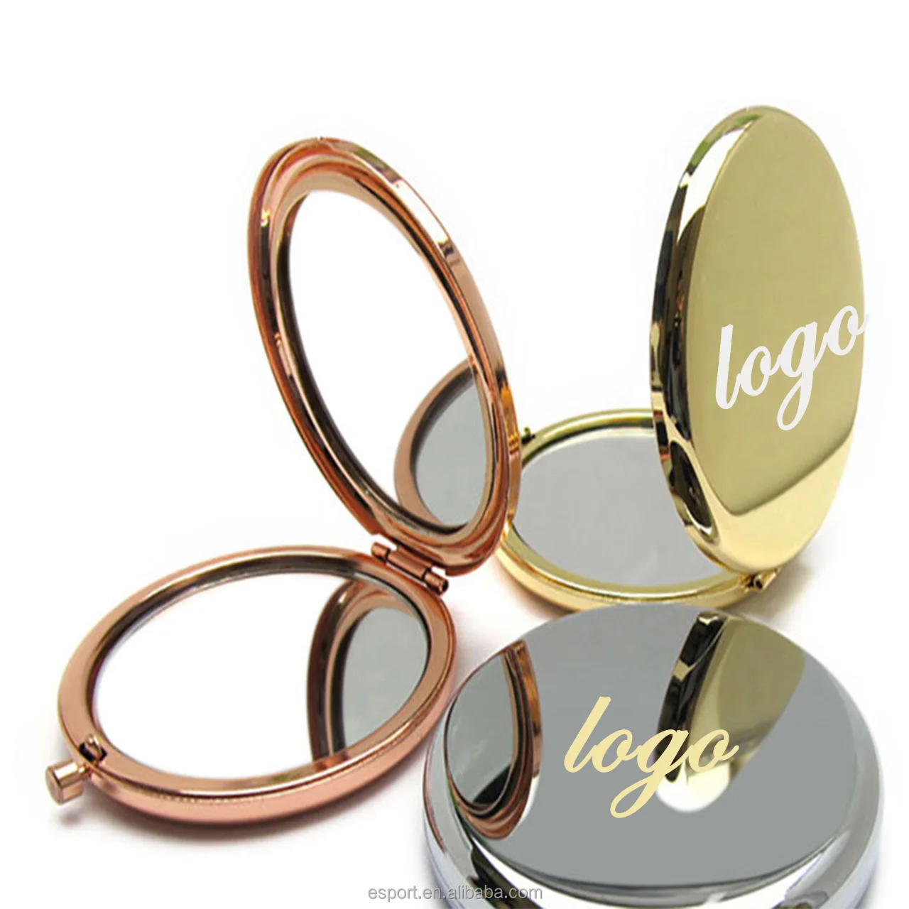 

cover purse Customized Logo Souvenir Round Double Sides Metal Pocket Mirror Gold Plated Make up Compact Mirror Wholesale, Silver,gold,rose gold