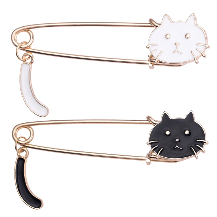 

Beautiful Simple Cat Brooch Cute Girl Wind Cat Tail Wagging Brooch Cartoon Originality Interesting Shirt Badge