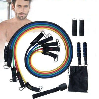 

E1507 Men Women Workout Stretch Cord Strength Training Sports Gym Yoga Fitness 11 Pcs Tension Rope Pull Set Resistance Bands, Picture