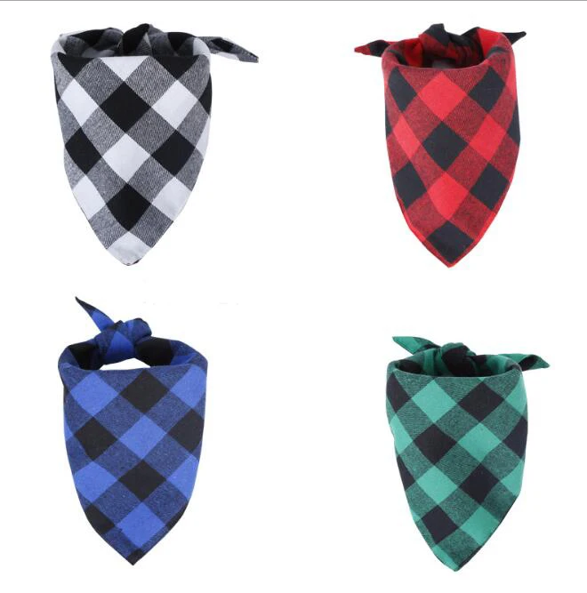 

Cotton Plaid Dog Bandana Handkerchief Scarfs Triangle Bibs for small and medium dog