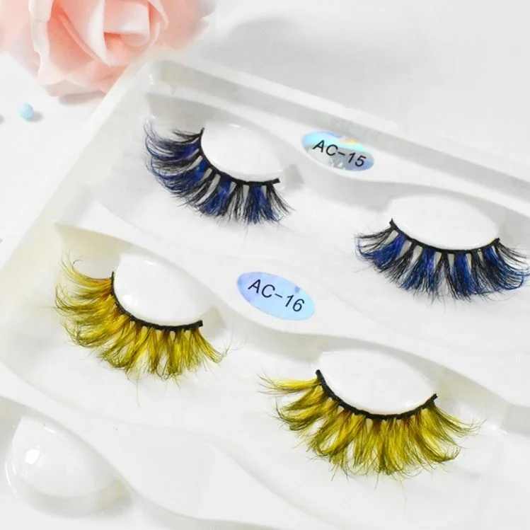 

Manufacturing Handmade Color Mink Eyelashes 5D Colorful Natural Colored Mink Lashes AC BULK