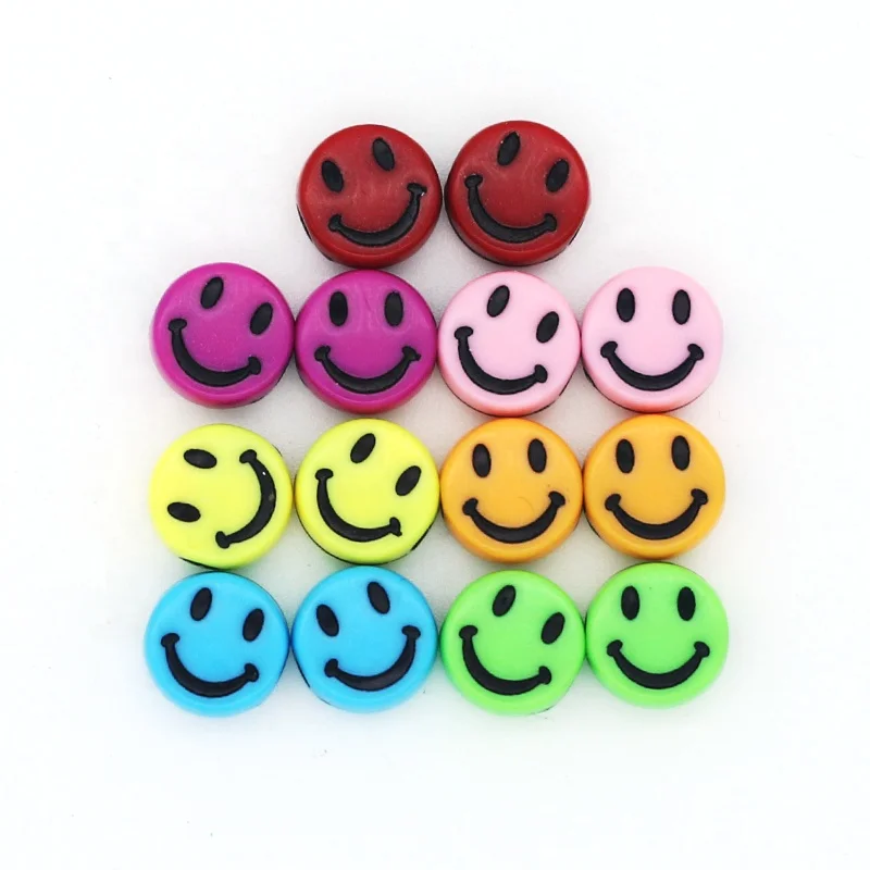

Hot Sale 6x10mm Plastic Acrylic Smiley Face Beads For Jewelry Necklace Bracelet braiding Making accessories, Multi