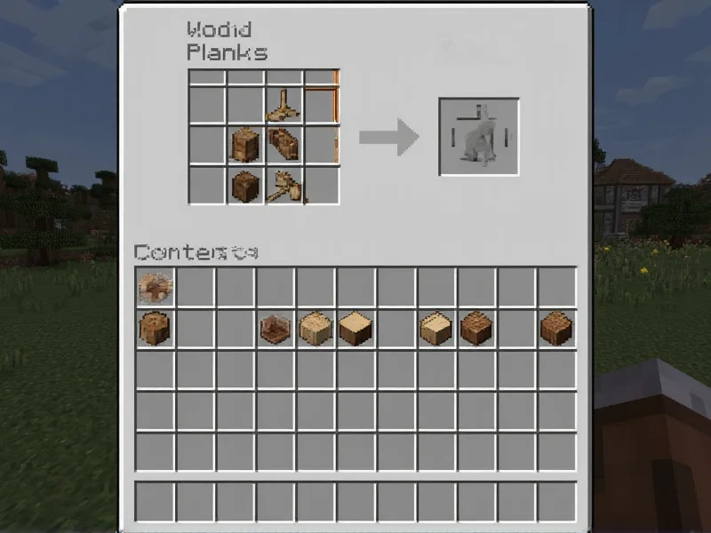 Wood log converted to planks in Minecraft inventory crafting grid