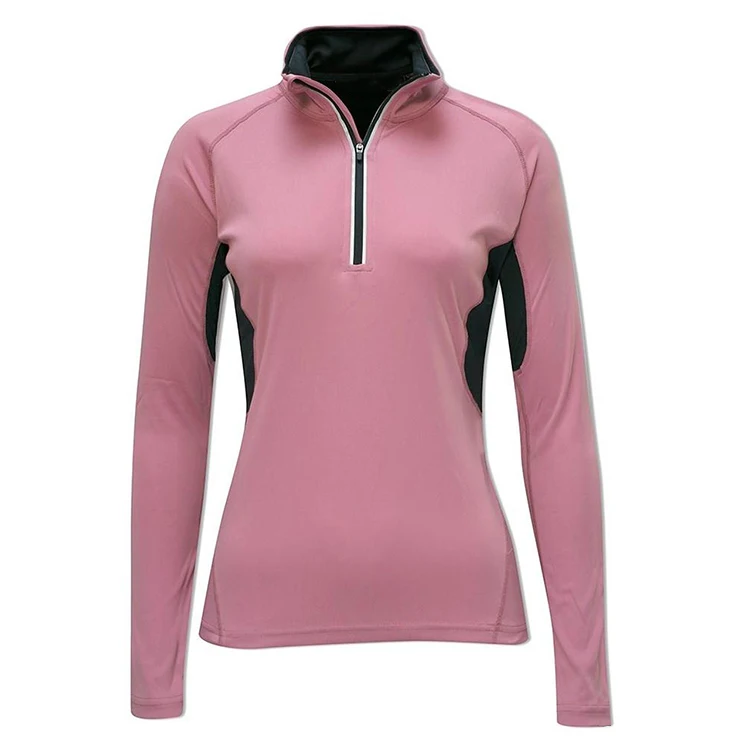 

Custom Plain Polo Dress Women Long-Sleeve Zipper Women Golf Yoga Sports Polo t shirt, Customized color
