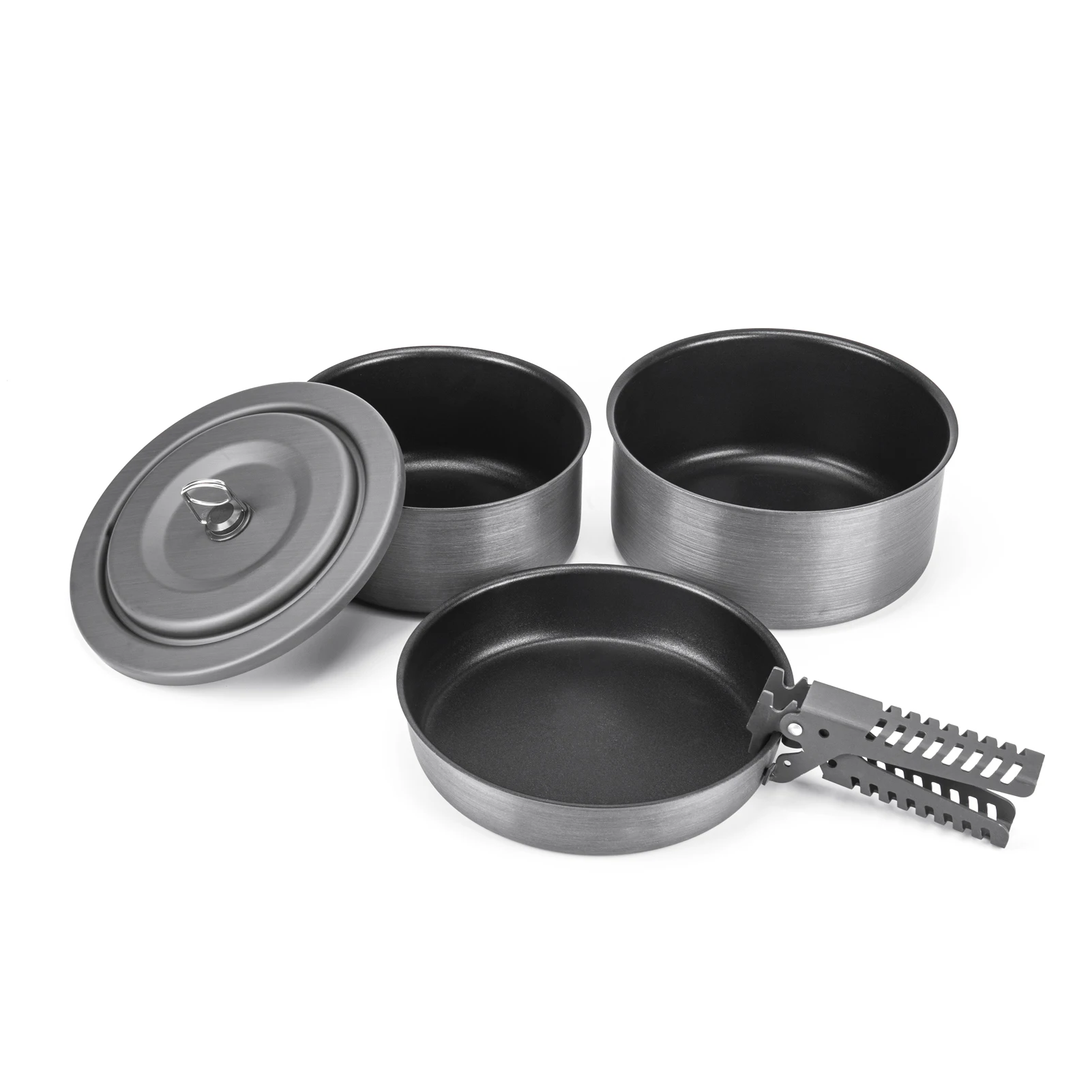 

5 PCS Hard Anodized Aluminum Alloy Pots Pans Set Solid Cookware Set Fry Pans with Gripper Cooking Utensils