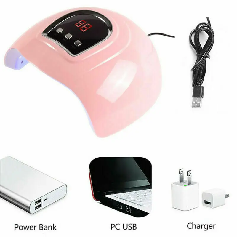 

LED Gel Nail Lamp 54W Pro Nail Polish Dryer Lamp LED UV Gel Acrylic Curing Light Manicure Timer, Pink