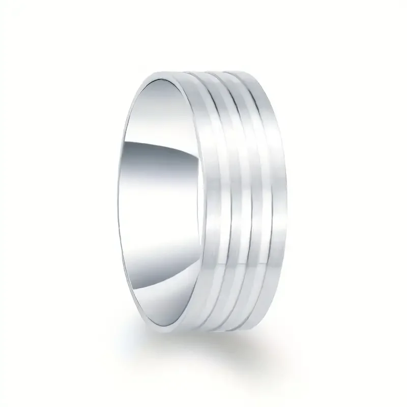 Poya Unisex Stainless Steel Ring 8mm Classic Single Channel Blank Core Inlay Wedding Engagement Gift Jewelry Men Christian