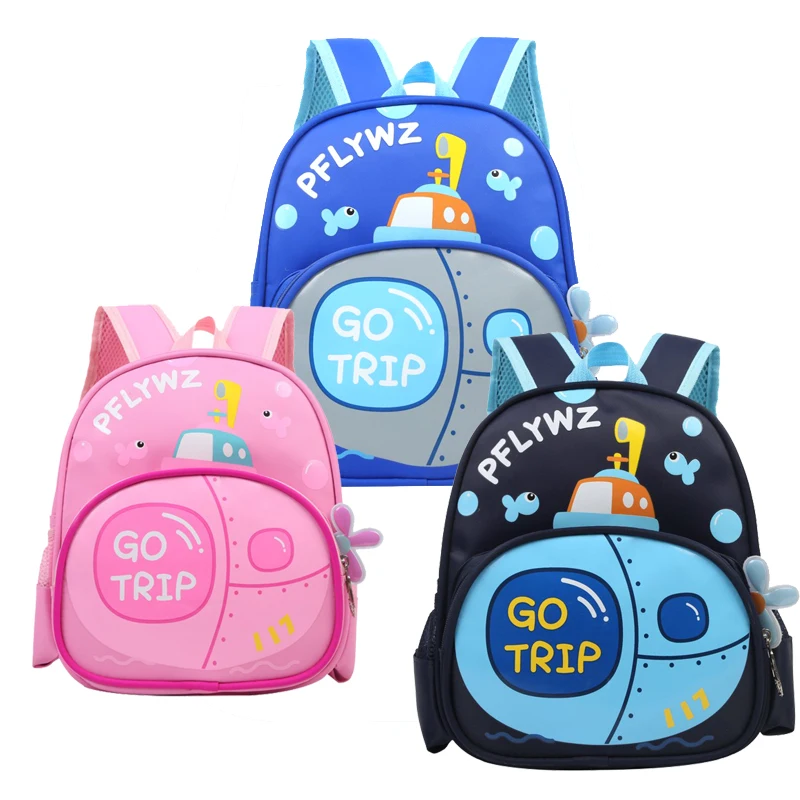 

Custom new fashion Kids Stationery Backpack Durable Canvas Cartoon School Bags for Teens, Blue/pink/black