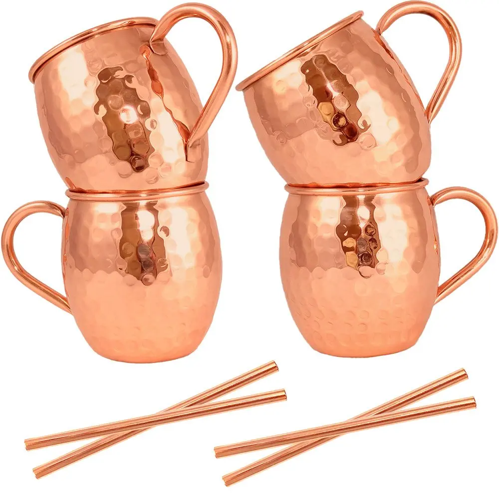 

Solid Copper Handcrafted Copper Mugs For Moscow Mule Cocktail Moscow Mule Copper Mugs Set Of 4, Customized colors acceptable