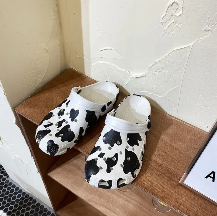 

2021 New Arrival Cow Print Ladies Clogs Women Slip-on Sandals Summer Cowhide Quick Woman Drying Sandal Shoes, 3 colors